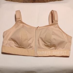 SHEFIT Women's Beige Sports Bra Adjustable Plus Size Bra 6 Luxe